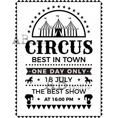 Rubber stamp ID-1483 circus card