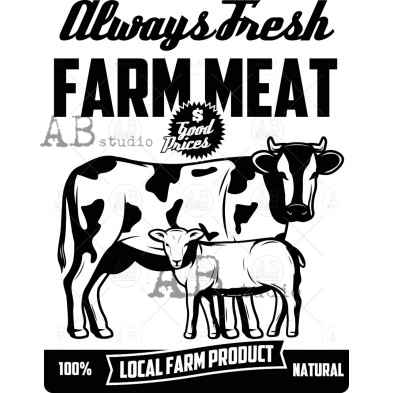 Rubber stamp ID-1494 farm meat label