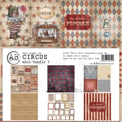 "One night in Circus" paper MINI-bundle 3 - 6 sheets - 6 designs - 30x30