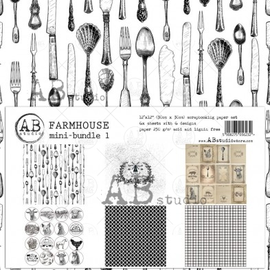 "Farmhouse" paper MINI-bundle 1 - 6 sheets - 6 designs - 30x30