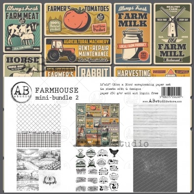 "Farmhouse" paper MINI-bundle 2 - 6 sheets - 6 designs - 30x30