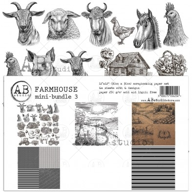 "Farmhouse" paper MINI-bundle 3 - 6 sheets - 6 designs - 30x30