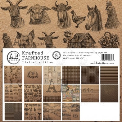 "Krafted Farmhouse" paper XL bundle - 16 sheets - 16 designs - 30x30