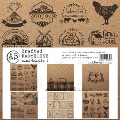 "Krafted Farmhouse" paper MINI-bundle 2 - 6 sheets - 6 designs - 30x30