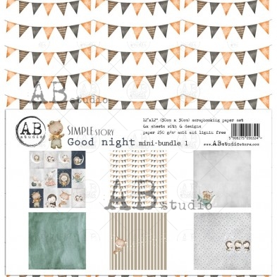 "Simple story: Good Night" paper MINI-bundle 1 - 6 sheets - 6 designs - 30x30