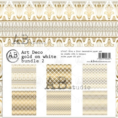 Art Deco paper gold on white MINI-bundle 2 - 6 sheets - 6 designs - 30x30
