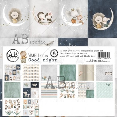 "Simple story: Good Night" paper XL bundle - 14 sheets - 14 designs - 30x30