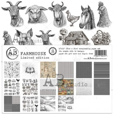 "Farmhouse" paper XL bundle - 16 sheets - 16 designs - 30x30