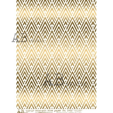 Złoty papier ryżowy A4 ID-1412 Art Deco
