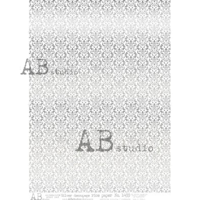 Silver rice paper A4 ID-1433 Art Deco decoupage