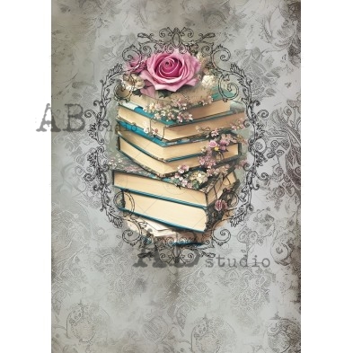 Rice paper A4 ID-1792 wallpaper with books