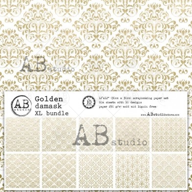 Golden damask XL bundle - 10 sheets - 10 designs - 30x30