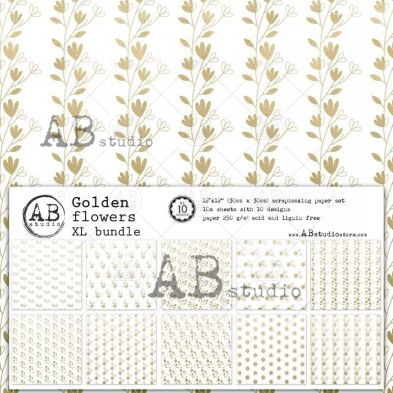 Golden flowers XL bundle - 10 sheets - 10 designs - 30x30