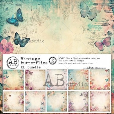 "Vintage butterflies" paper XL bundle - 10 sheets - 10 designs - 30x30