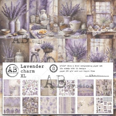 "Lavender charm" paper XL bundle - 12 sheets - 12 designs - 30x30