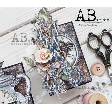 Rubber Stamp ID-315 vintage scissors AB Studio&Nadya Drozdova
