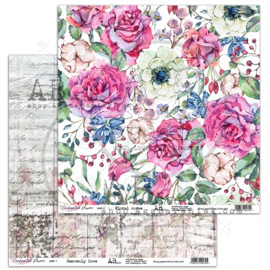 Scrapbooking paper "Enchanted flowers" 1/2 - Heavenly love / Floral curse  - 12'x12'