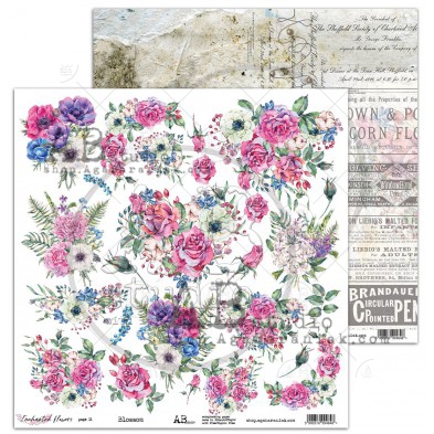 Papier scrapbooking "Enchanted flowers" - arkusz 6 - Blossom / Thorns in the heart - 30x30