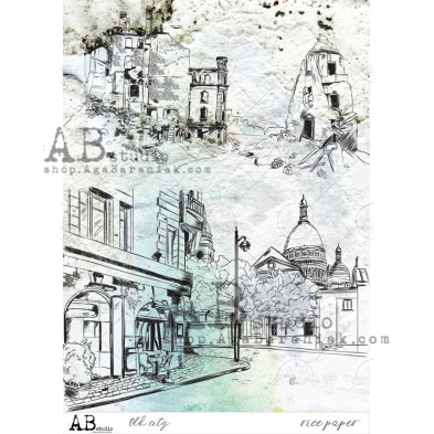 Papier ryżowy "Old city" decoupage A4 ABstudio