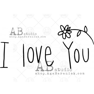 Rubber stamp ID-411  "I love you"