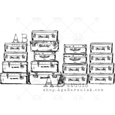 Rubber stamp ID-460 "vintage   suitcases"