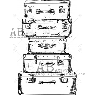 Rubber stamp ID-461 "vintage   suitcases"