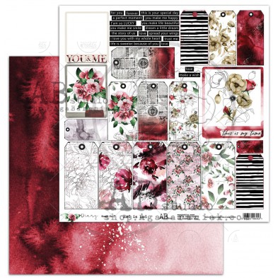 Scrapbooking paper "Diary" sheet 7 - Red is bad - 12'x12'