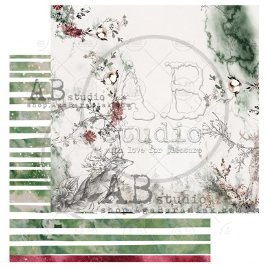 Scrapbooking paper  "Breeze of the forest"- sheet 7 - 12'x12'