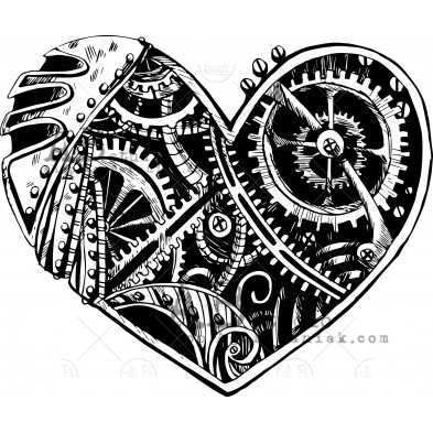Rubber stamp ID-537"steampunk  heart"