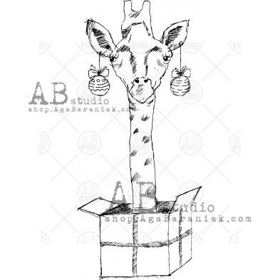 Stempel gumowy ID-572 "świąteczna żyrafka"