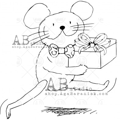 Stempel gumowy ID-593 "świąteczna mysz"