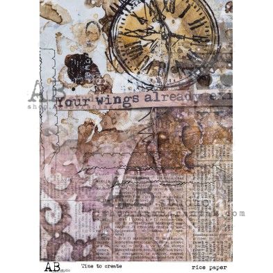 Papier ryżowy ID-0016 "Time to create" decoupage A4 ABstudio