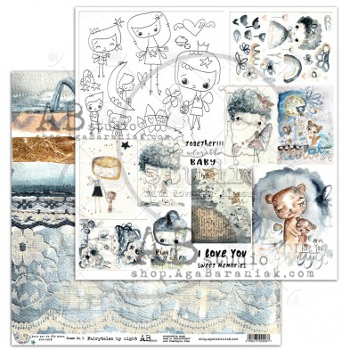 Scrapbooking paper "I ove you to the moon..." -sheet 5-12'x12'