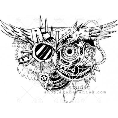 Rubber stamp "steampunk owl" ID-736