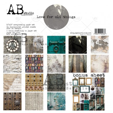 "Love for old things"-scrapbooking paper set 8x 12'x12' + bonus page