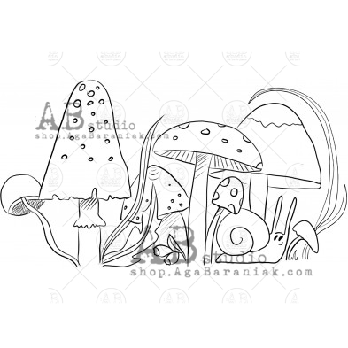 Rubber stamp ID-794 "forest mushrooms"