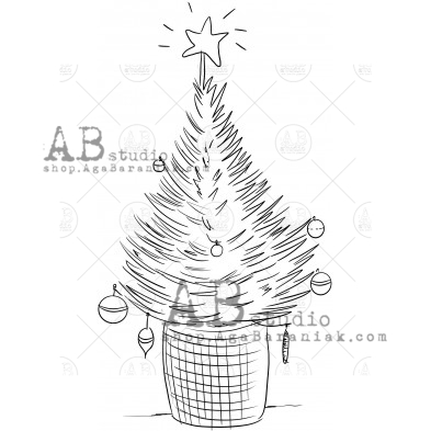 Rubber stamp ID-796 "chistmas tree"