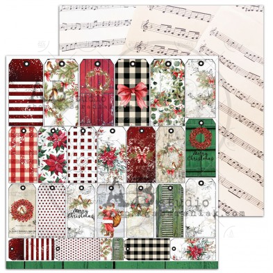 Scrapbooking paper "A Holly Jolly Christmas"- sheet 7 "Jolly tags" -12'x12'