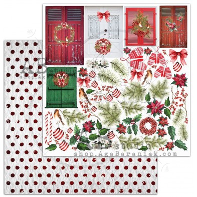Scrapbooking paper "A Holly Jolly Christmas"- sheet 6 "Jolly elements" -12'x12'