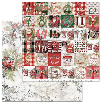 Papier świąteczny "A Holly Jolly Christmas"- arkusz 2 "Christmas calendar" - 30x30