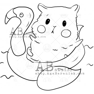 Rubber stamp ID-876 " hamster on vacation"