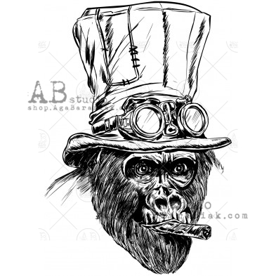 Rubber stamp ID-883 "steampunk  gorilla"