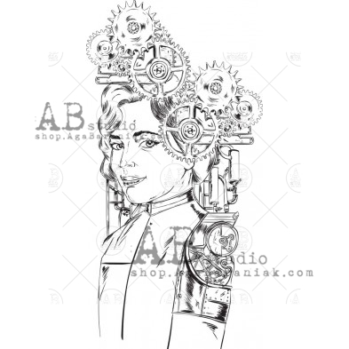 Rubber stamp ID-895 "Steampunk woman Abril"