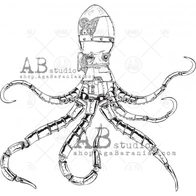 Rubber stamp ID-910  "Steampunk  octopus"