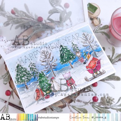 Rubber stamp ID-847 "christmas  trees"